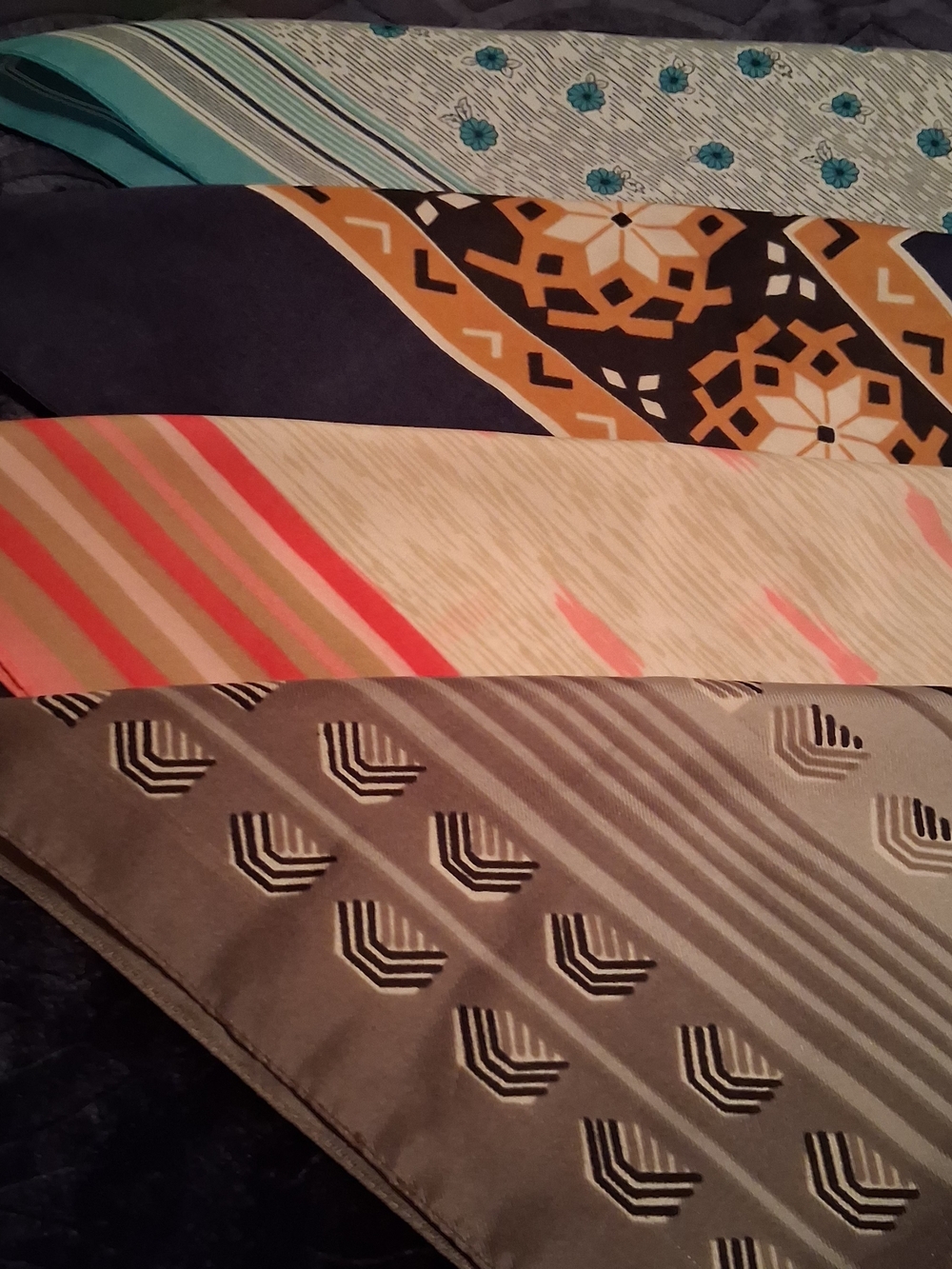 LOT of 4 VINTAGE RETRO SQUARE SCARVES